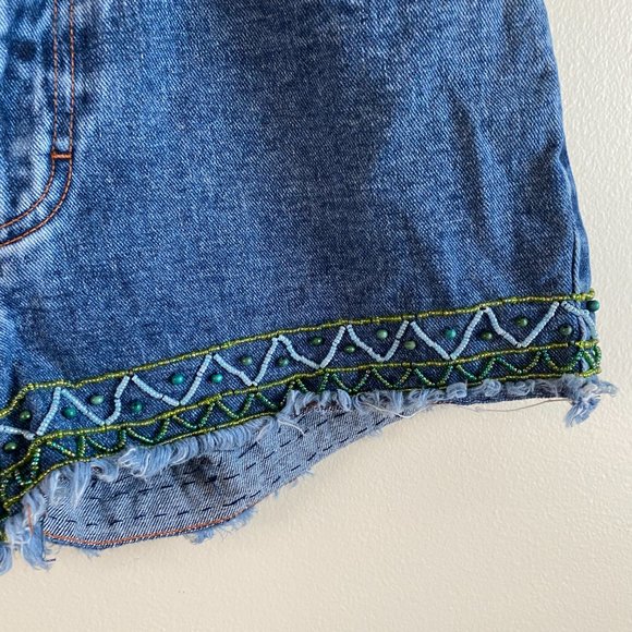 Beaded Calvin Klein Denim Shorts - Picture 2 of 4